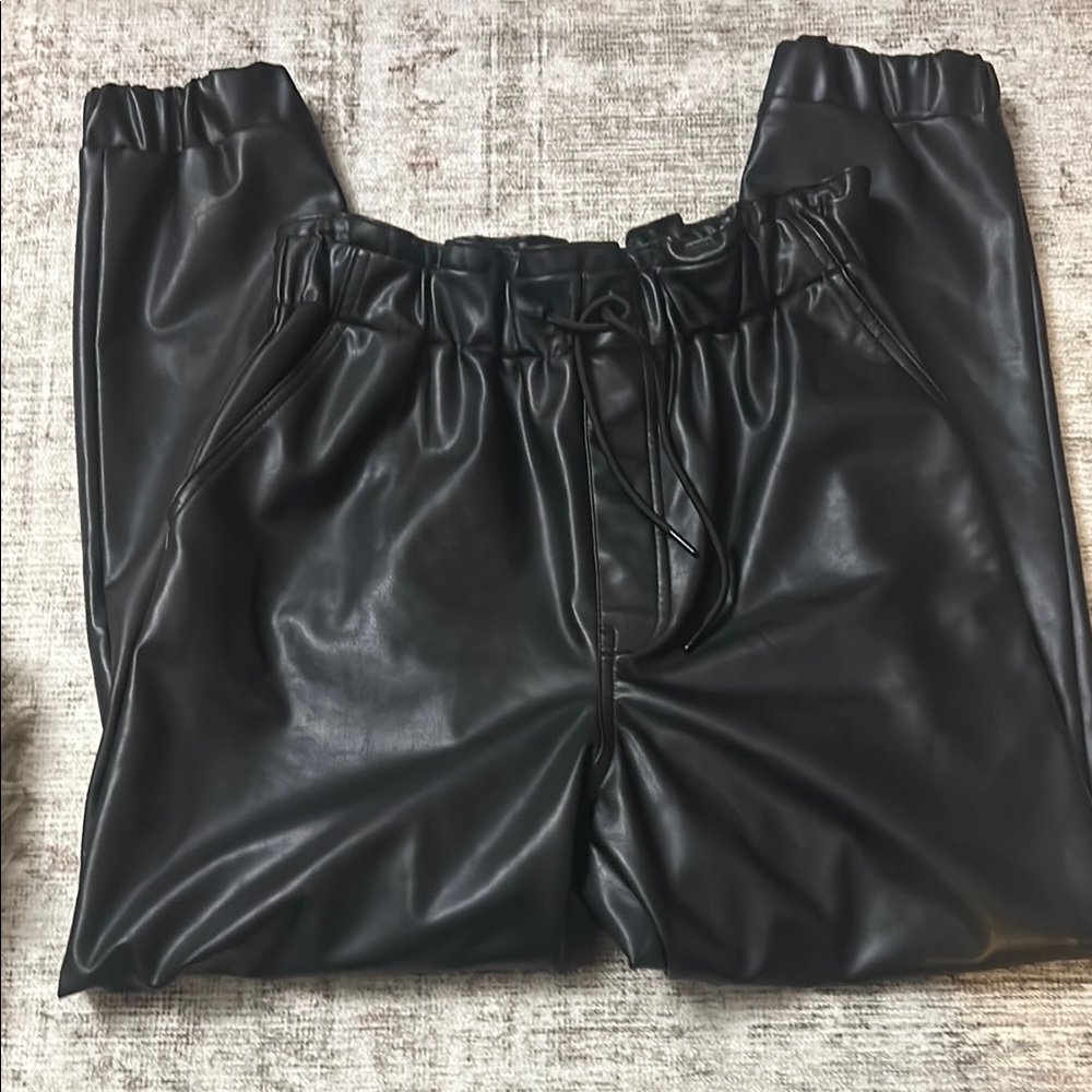 Abercrombie Faux Leather Jogger Pants